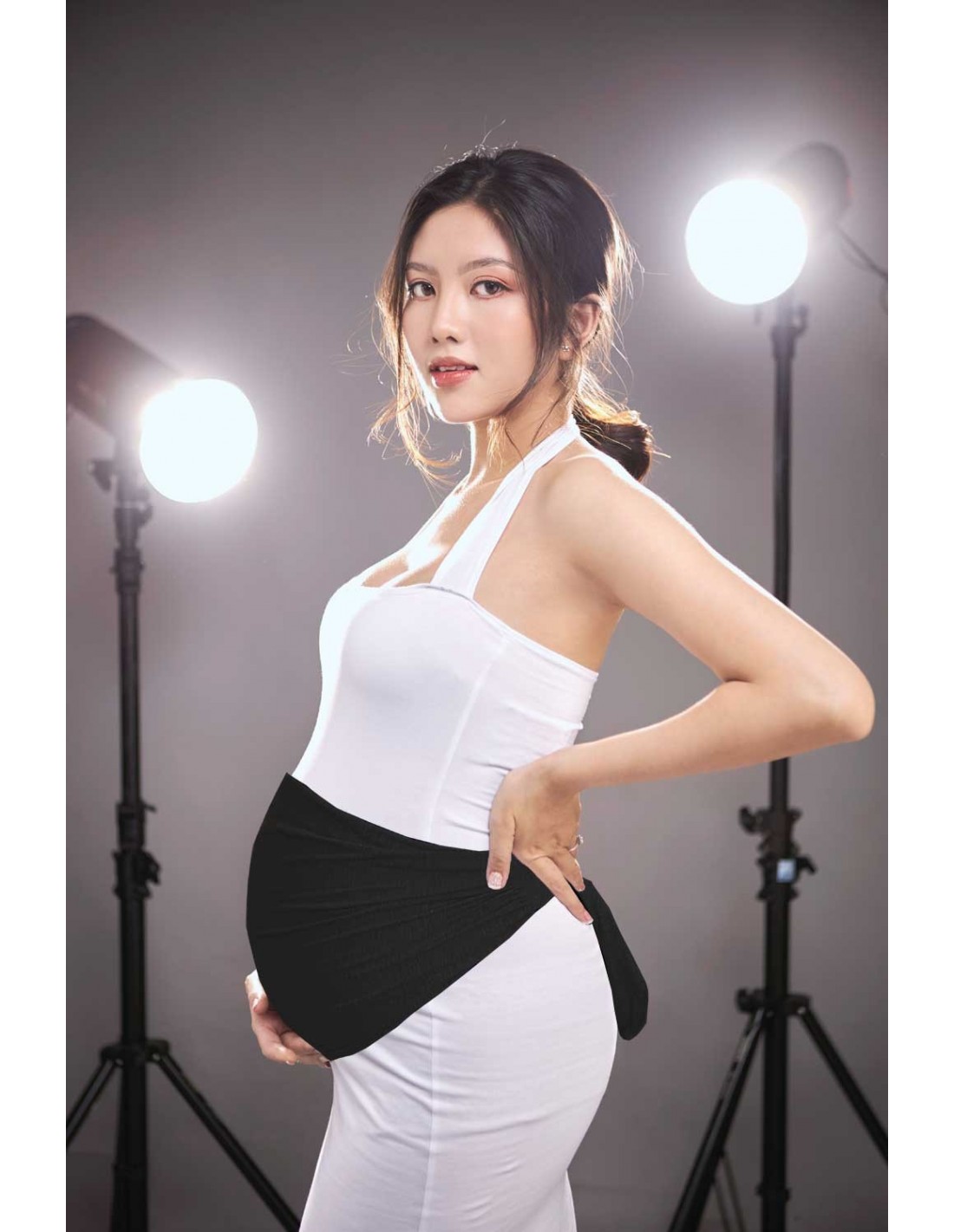 Ceinture anti-ondes femme enceinte, bandeau grossesse anti radiations noire