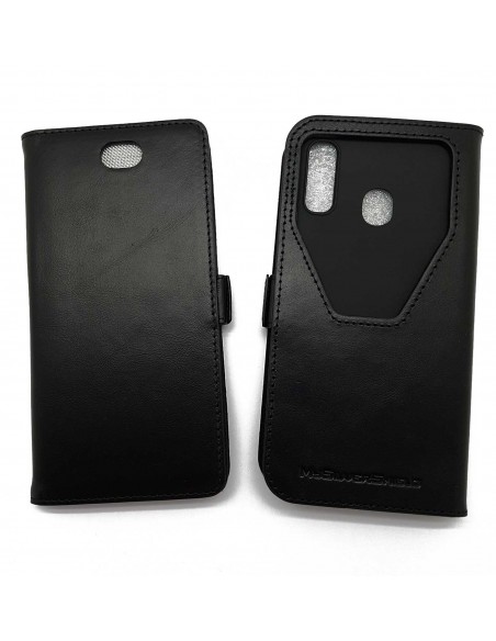 Anti-wave case for Samsung GALAXY A20e in black leather