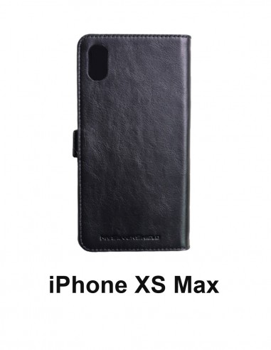 iPhone XS Max Leder Anti-Wellen-Hülle Schwarz (Book)