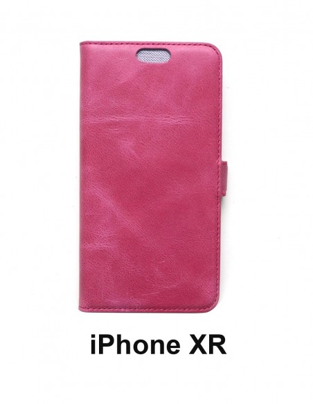 iPhone XR top leather anti-wave case rose color(book)