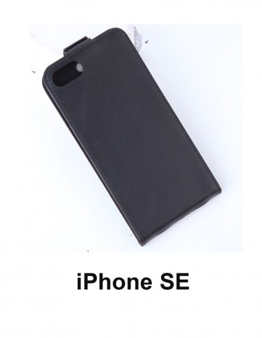estojo anti-onda de couro preto do iPhone SE 2020 (para cima)