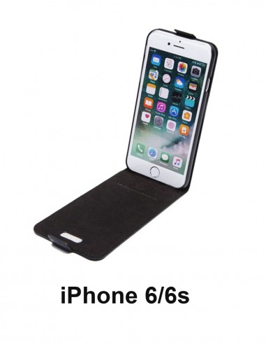 Funda anti-onda de cuero superior negro iPhone 6/6s (arriba-abajo)