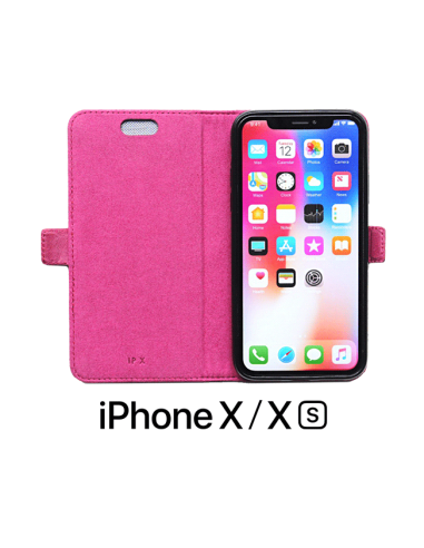Anti-Wellen-Hülle iPhone X / XS Leder obere Farbe Rosa