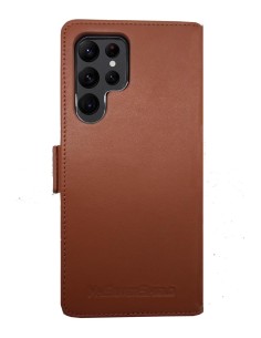 Etui anti-ondes en cuir fauve pour Samsung Galaxy S22 ULTRA