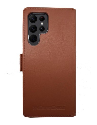 Etui anti-ondes en cuir fauve pour Samsung Galaxy S22 ULTRA