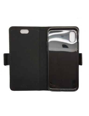 iPhone X /XS preto e superior de couro anti-onda (livro)