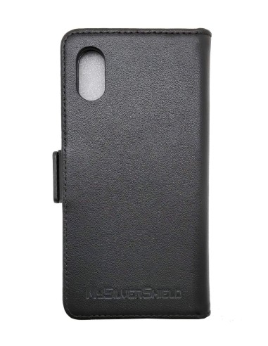 iPhone X /XS preto e superior de couro anti-onda (livro)