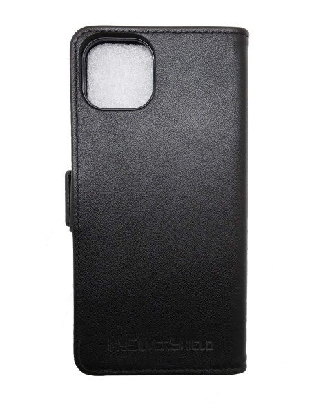 Strahlenschutzhülle für iPhone 15 PLUS aus schwarzem Leder