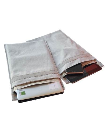 Grande sacchetto di Faraday in tessuto grigio 31x24 cm