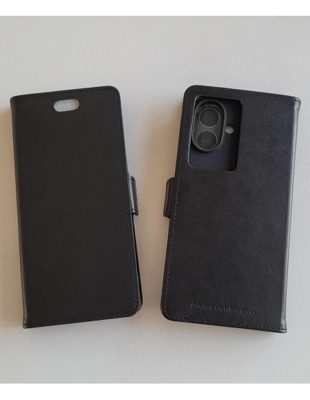 Custodia anti-onda per iPhone 16 plus in pelle nera
