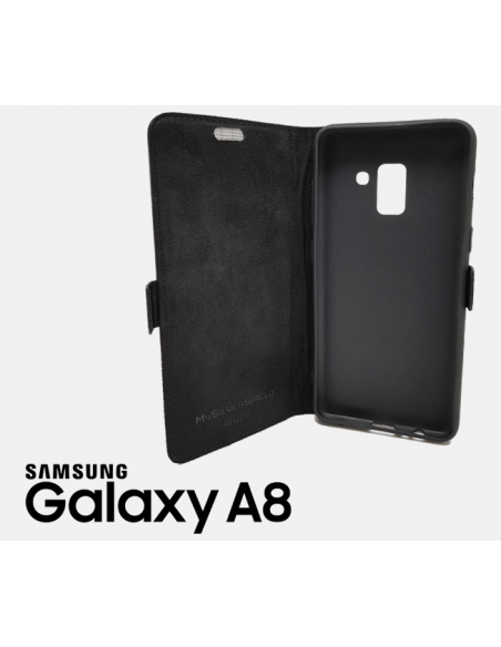 Etui anti-ondes Samsung Galaxy A8 (2018) cuir supérieur noir (book)