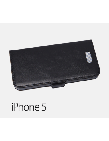 iPhone 5 / 5s / SE Leder-Anti-Wellen-Hülle schwarz (book)