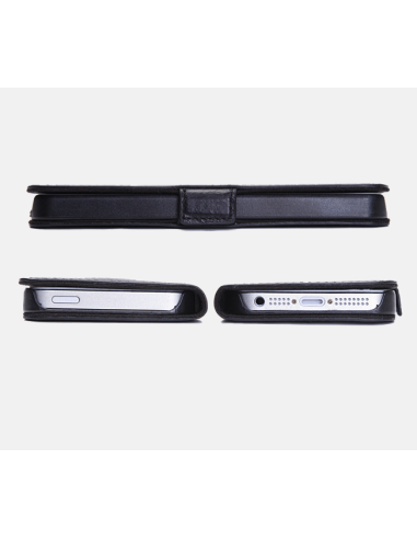 estojo anti-onda do iPhone 5 / 5s / COURO SUPERIOR PRETO SE (livro)