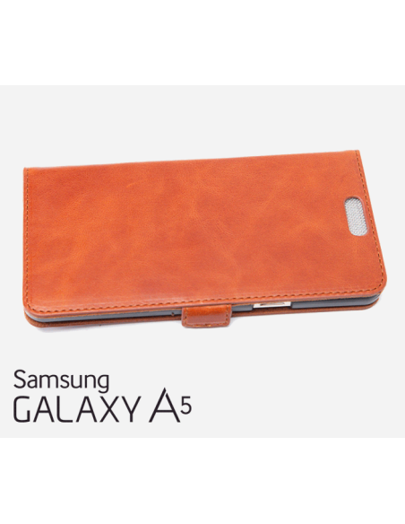 Custodia in pelle anti-radiazioni per Samsung Galaxy A5 2016 in colore marrone chiaro