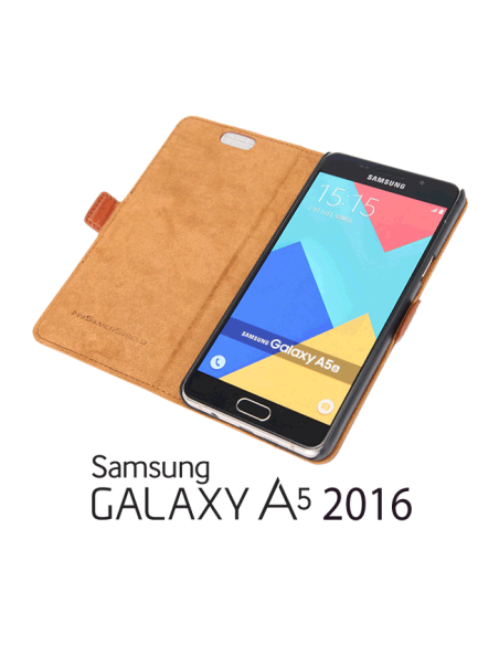 Custodia in pelle anti-radiazioni per Samsung Galaxy A5 2016 in colore marrone chiaro