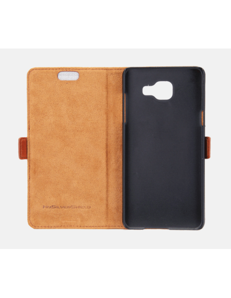 Custodia in pelle anti-radiazioni per Samsung Galaxy A5 2016 in colore marrone chiaro