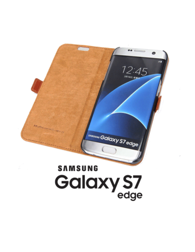 Etui anti-ondes Samsung Galaxy S7 Edge cuir supérieur fauve (book)
