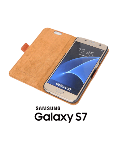 Etui anti-ondes Samsung Galaxy S7 cuir supérieur fauve (book)