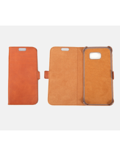 Etui anti-ondes Samsung Galaxy S6 / S6 Edge cuir supérieur fauve (book) 2