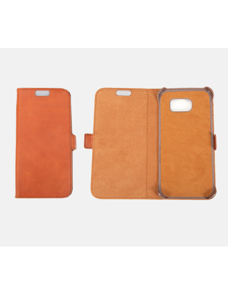 Custodia in pelle anti-radiazioni per Samsung Galaxy S6 / S6 Edge in colore marrone chiaro