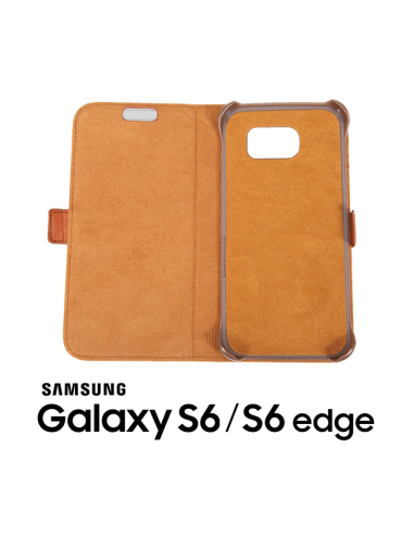 Etui anti-ondes Samsung Galaxy S6 / S6 Edge cuir supérieur fauve (book)