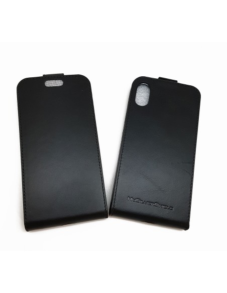 Custodia in pelle anti-radiazioni per Apple iPhone X / XS in nero (su e giù)