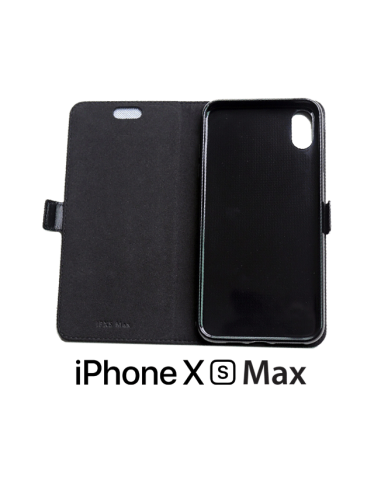 caso anti-onda de couro preto do iPhone XS Max (livro)