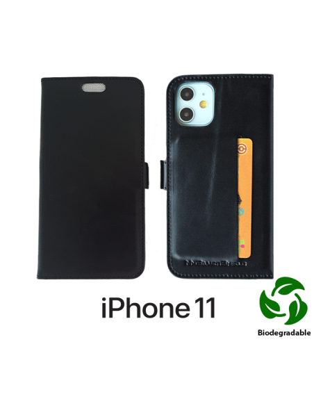 Etui anti-ondes iPhone 11 cuir noir (biodégradable & porte-carte)