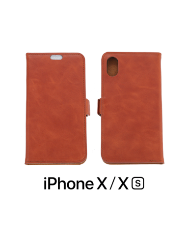 Etui anti-ondes iPhone X / XS cuir supérieur couleur fauve.