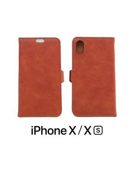 Etui anti-ondes iPhone X / XS cuir supérieur couleur fauve.