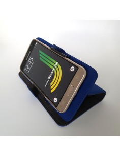 Etui anti-ondes universel grand format bleu simili-cuir (clips) 2